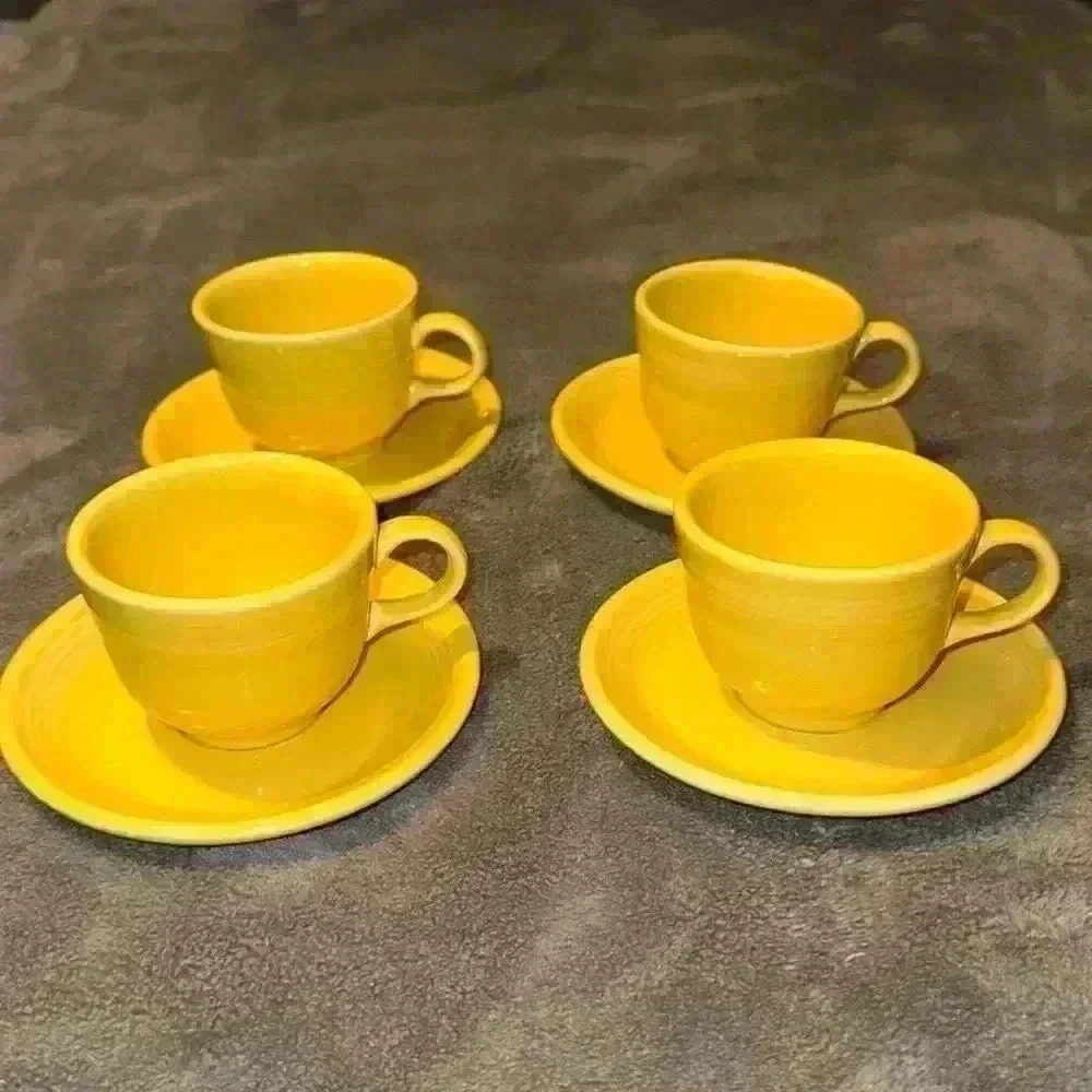 Fiesta tea cups and plates sunflower yellow